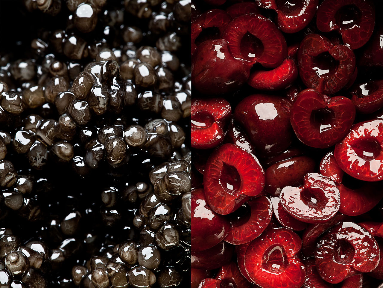 Caviar et cerise