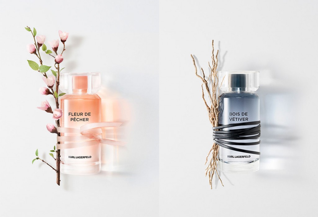 Parfums Fleur de pecher pour femme et bois de vetiver pour homme by Karl Lagerfeld